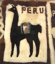 Dark brown alpaca motive carpet from Peru, 90 x 60 cm - $184.50