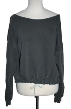 OFFLINE by Aerie Women&#39;s Sweatshirt Drestroyed Gray Size Medium M Croppe... - £17.96 GBP