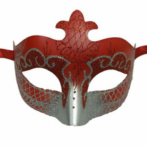 Red Silver Scroll Venetian Mask Masquerade Costume Dance Men Women - £10.63 GBP