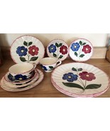 Blue Ridge Southern Potteries Taffeta Plates Saucers Cups Service For 2 ... - $45.57 CAD
