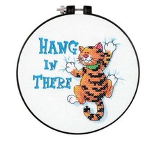 DIY Dimensions Hang in There Orange Cat Funny Stamped Cross Stitch Kit 73062 - £11.95 GBP