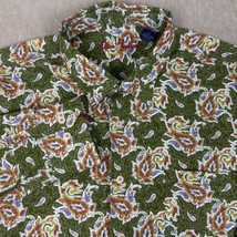 Alan Flusser Mens XL Green Paisley Geometric Western Long Sleeve Button ... - £18.51 GBP