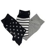 Kate Spade Crew Socks Gray Black 3 Pair Wink Stripe Multiple Patterns Si... - £19.39 GBP
