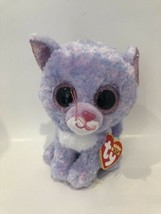 TY Beanie Boos CASSIDY the 6&quot; Purple Cat Stuffed Animal Toy Plush New - £10.38 GBP