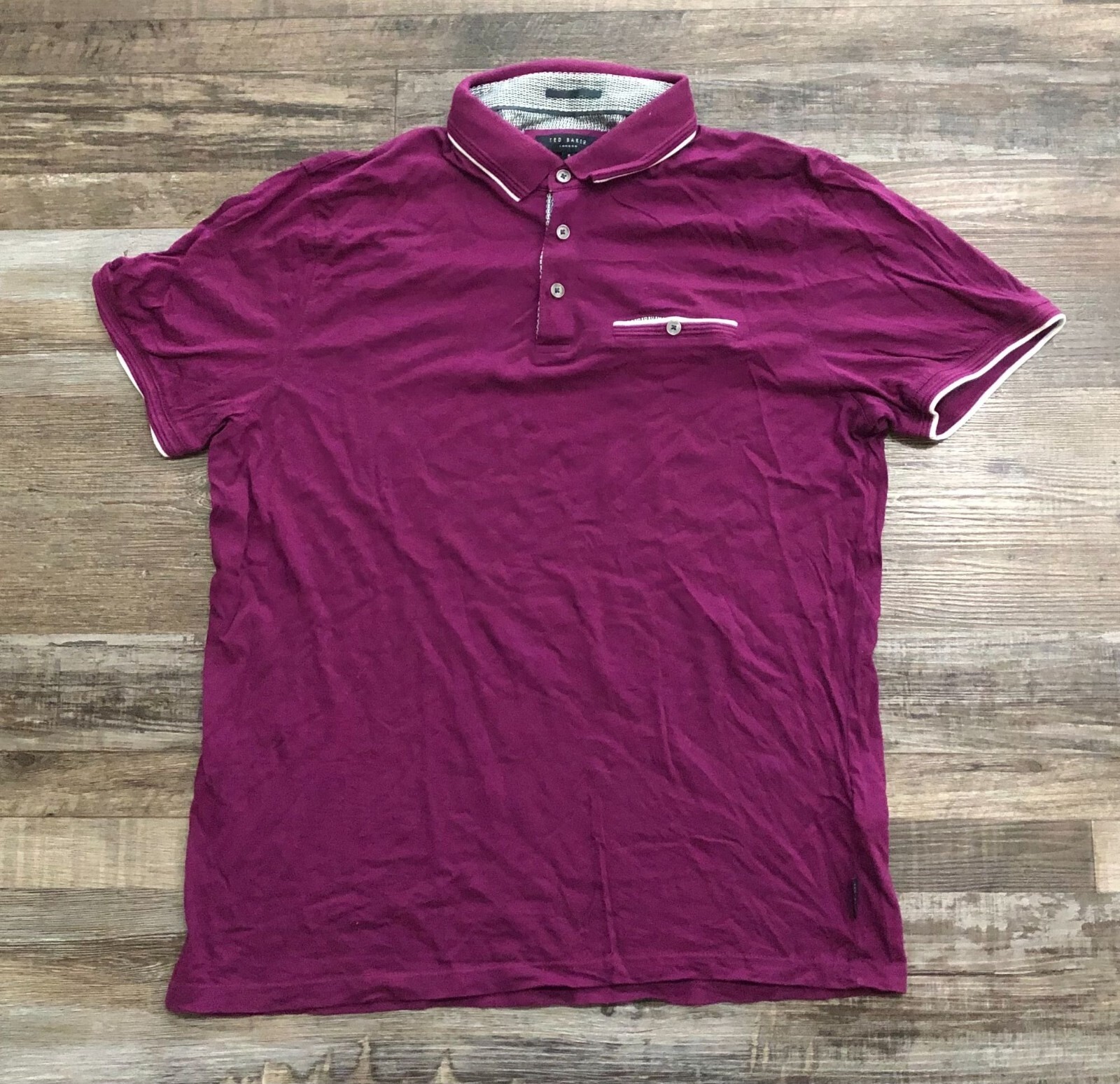 Ted Baker Mens Size 5 Large Purple Short Sleeve Pocket Polo Shirt - £13.94 GBP