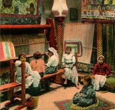 Vtg Postcard 1910s Algeria Scene and Types Carpet Weaving Color Unused UNP - £12.02 GBP