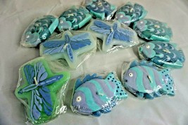 Pier 1 Decorative Floating Candles Set Fish & Dragon Flies Teal Blue 11 pcs NEW - $24.72