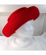 Vintage Handmade by Scala Collection Hat Red 100% Wool Rolled Brim Women&#39;s - $23.00