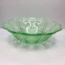 Vintage 13&quot; Green Depression Bubble Glass Fruit Serving Decor Bowl Textu... - $34.99