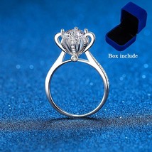Real Moissanite Corolla Engagement Ring Women 14K White Gold Plated Sterling Sil - £44.78 GBP