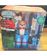 NOT WORKING 5&quot; Gemmy Animated Airblown Christmas Teddy Bear Popping Out ... - $683.89 MXN
