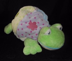 12&quot; Aurora Baby Green Turtle Rattle Squeaker Stuffed Animal Plush Toy Lovey Soft - £15.18 GBP