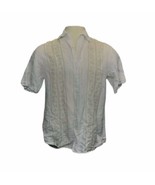 Cubavera.Barber Shop Vintage Cuban Style Shirt (Size M) White Tan - $12.53