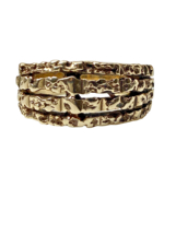 Vintage Brutalist 10k Gold Ring Mens size 8.5 Modernist Wedding Band - £613.30 GBP