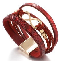 Amorcome Red Infinity Leather Bracelets for Women 2021 Fashion 8 Cross Jewelry M - £9.72 GBP