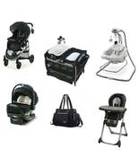 Graco Black N Gray Complete Baby Gear Bundle, Stroller Travel System, Play Yard, - £1,013.90 GBP