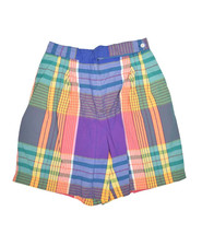 Vintage Nautica Rainbow Plaid Shorts Womens 30 Pleated Multicolor Bermuda - $24.62