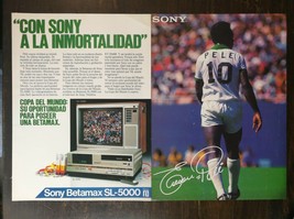 Vintage 1983 Sony Betamax SL-5000 Pelé Spanish Espanol Two Page Original Ad  - £7.60 GBP