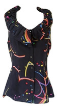 Authentic prada women black top blouse front buttons size 44 M - £77.87 GBP