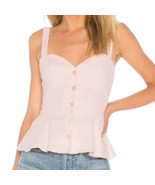 $98 nwt L&#39;ACADEMIE peplum tank 2XS pastel pink button down shirt linen b... - $17.81