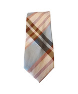KENNETH COLE REACTION Orange Silver Gray Scottish Fold Plaid Silk Classi... - $27.32 CAD