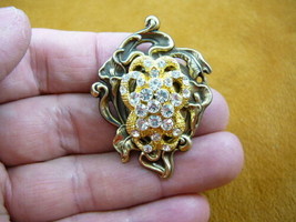 (br-71) Gold Calla Lily flower white rhinestone brass pin pendant brooch jewelry - £20.48 GBP