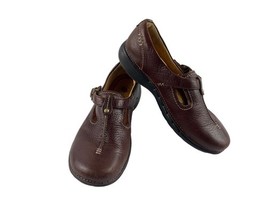 CLARKS Oxford Women 7.5M Unstructured Shoes Brown Leather Buckle Strap C... - $19.62