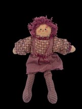 Raggedy Ann Soft Sitting Doll Christmas Ornament Primitive Country Plaid 8&quot; Vtg - £22.30 GBP