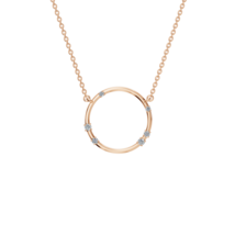 14K Gold Diamond Circle Necklace, Open Circle Necklace, Solid Gold Necklace - £562.43 GBP+