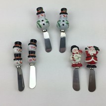 Christmas Holiday Cheese Spreaders Knives Set 6 Snowman Santa White Blac... - £19.53 GBP