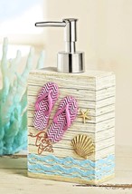 Flip-Flop Soap Dispenser Beach Starfish Seashell Seaside Ceramic Bath Gi... - $502.37 MXN