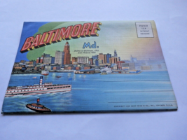 Linen Postcard Booklet Folder Baltimore MD Maryland 1936 Vintage -L@@K! - £10.03 GBP