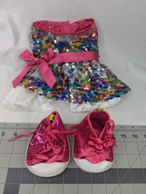 Build a Bear Multicolor Sequin Dress Pink Shiny Sneakers Lot Stuffed Ani... - $14.95