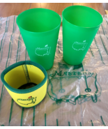 2024 Augusta National Masters Yellow Bottle/Can Koozie + 2 Green Cups an... - $21.99