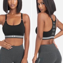 NWT BEBE sport black and white spellout logo racerback sports bra size s... - $26.09 CAD