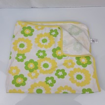 Carter&#39;s Yellow Green Flower Cotton Baby Blanket Stretchy HTF White Lovey Knit - £23.00 GBP