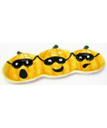 Ceramic Triple Pumpkins Serving Platter 11.5inx5inx1in novelty Halloween... - $23.94 CAD