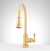 New Brushed Gold Amberley Single-Hole Pull-Down Kitchen Faucet by Signature Hard - £212.28 GBP