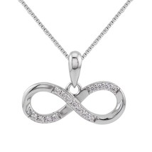 Infinity Sign Pendant 925 Silver Necklace with CZ Crystal - £19.21 GBP