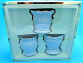 White Lenox Beaded Votives/Tea Light - Set of 3 in box - Gold Trim on Ri... - £13.27 GBP