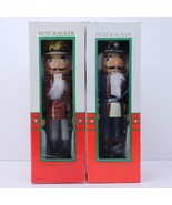 Pair of 2 Kurt Adler Old World Wooden Christmas Nutcrackers 15&quot; Red and ... - $75.19