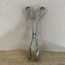 Vintage Scissor Style 9 1/2&#39; Metal Salad Tongs - £11.80 GBP