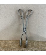 Vintage Scissor Style 9 1/2&#39; Metal Salad Tongs - £11.87 GBP