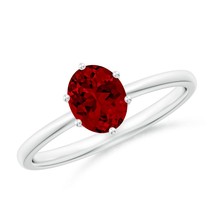 ANGARA Lab-Grown Ct 1 Oval Ruby Solitaire Engagement Ring in 14K Solid Gold - £636.24 GBP