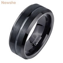 Mens Tungsten Carbide Black Charm Ring 8mm Wedding Band For Men Fashionable Jewe - £22.85 GBP