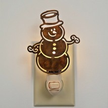 Snowman Night Light with bulb in rustic tin - £15.27 GBP