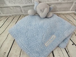 Blue fuzzy security blanket gray elephant Blankets &amp; beyond baby lovey - £7.74 GBP