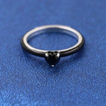  925 Sterling Silver ME Black Chakra Heart Ring - £13.50 GBP