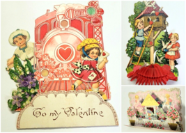 Large Pop-up Type Vintage Valentine&#39;s Day Cards 2 Germany 1 US As Found 9&quot; Tall - £7.93 GBP