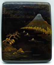 Japanese Lacquerware Box &amp; Tray Mt Fuji Scenery - £10.65 GBP